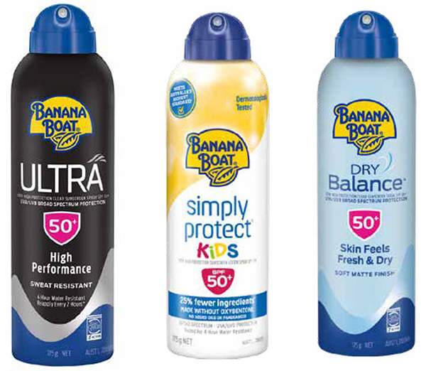 Banana Boat sunscreen aerosols