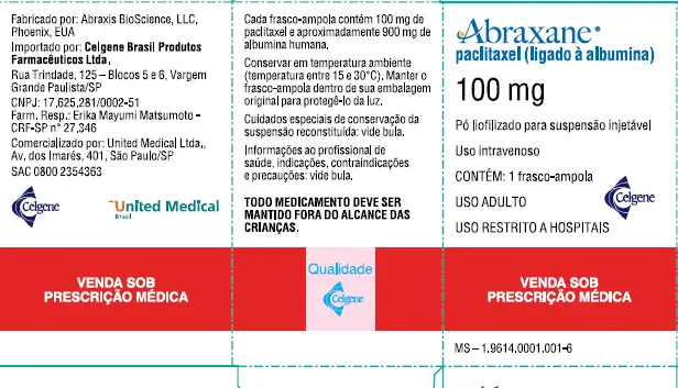 Picture of ABRAXANE paclitaxel 100mg/20mL powder for injection (suspension) (Brazil)