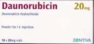 Daunorubicin (Zentiva) 20mg powder for IV injection packaging