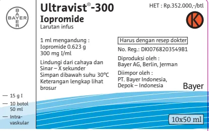 Picture of Ultravist 300 iopromide 31.17g/50ml (equivalent to 300 mg/1 ml of organically bound iodine) solution for injection (Indonesia)