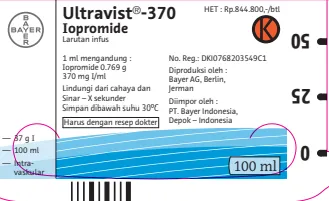 Picture of Ultravist 370 iopromide 76.88g/100ml (equivalent to 370 mg/1 ml of organically bound iodine) solution for injection (Indonesia)