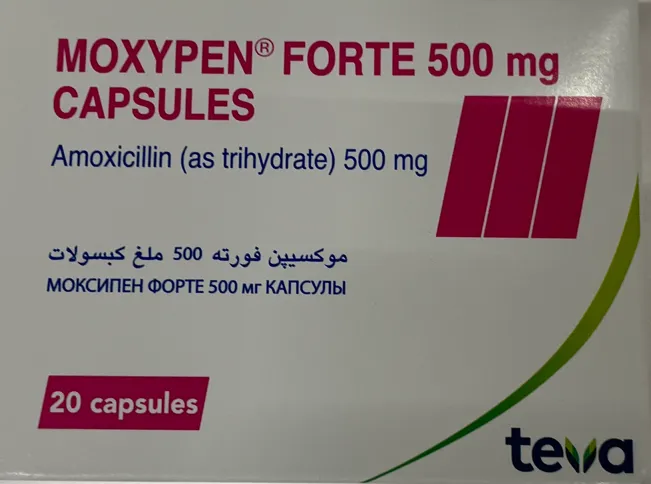 Picture of MOXYPEN FORTE Amoxicillin as trihydrate 500mg Capsules (TEVA)