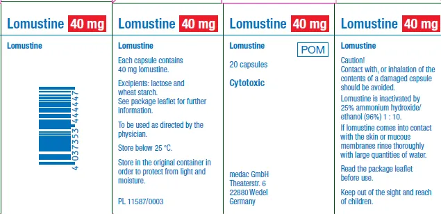Picture of Lomustine 40mg capsules carton