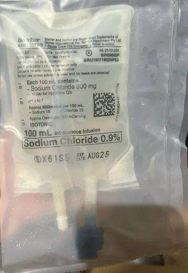 Picture of 0.9% sodium chloride IV infusion in VIAFLEX 100mL - bag