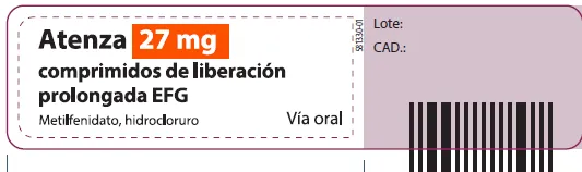 Picture of ATENZA methylphenidate 27mg tablet - bottle label