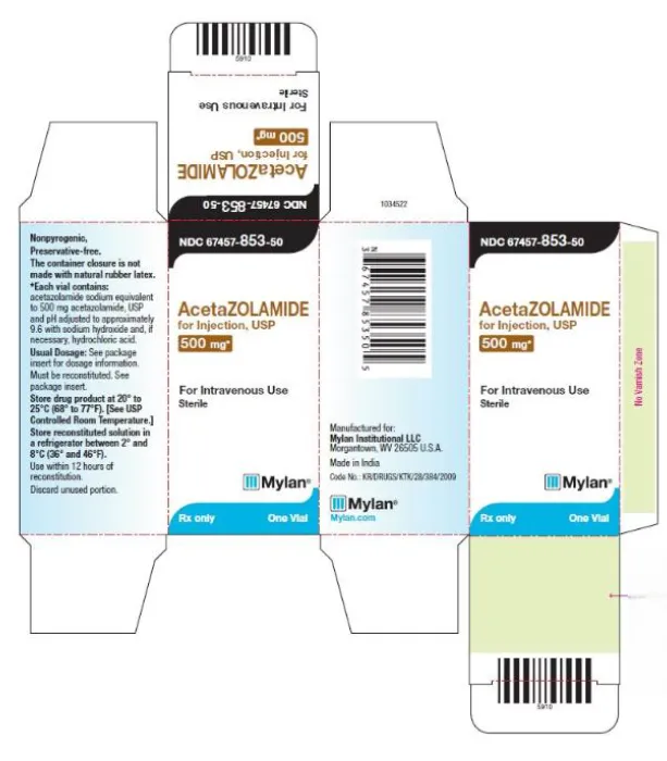 Picture of Acetazolamide 500mg vial carton