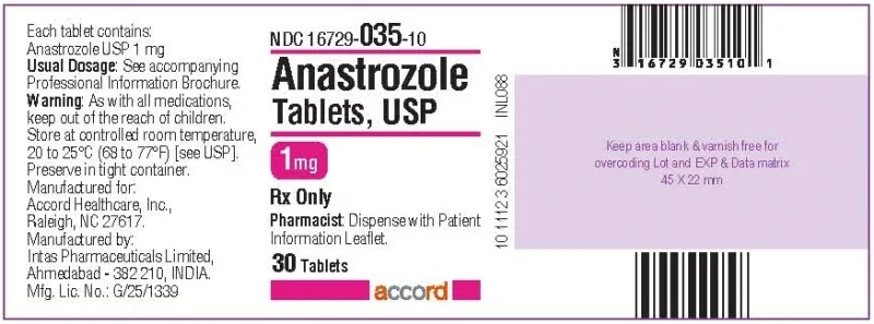 Picture of Anastrozole tablets USP 1mg - label