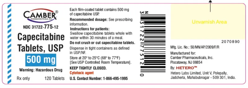 Picture of capecitabine tablets 500mg - label