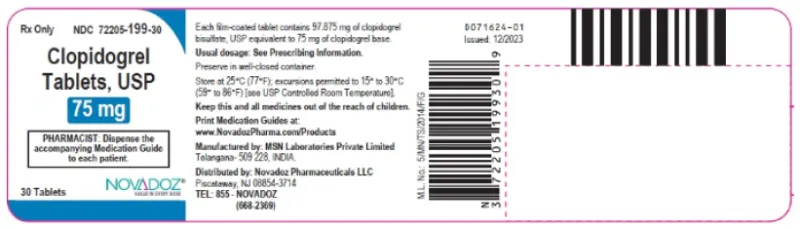 Picture of Clopidogrel tablets USP 75mg - bottle label
