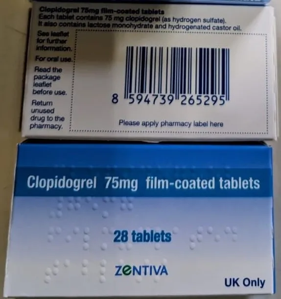 Picture of clopidogrel 75mg tablets - carton