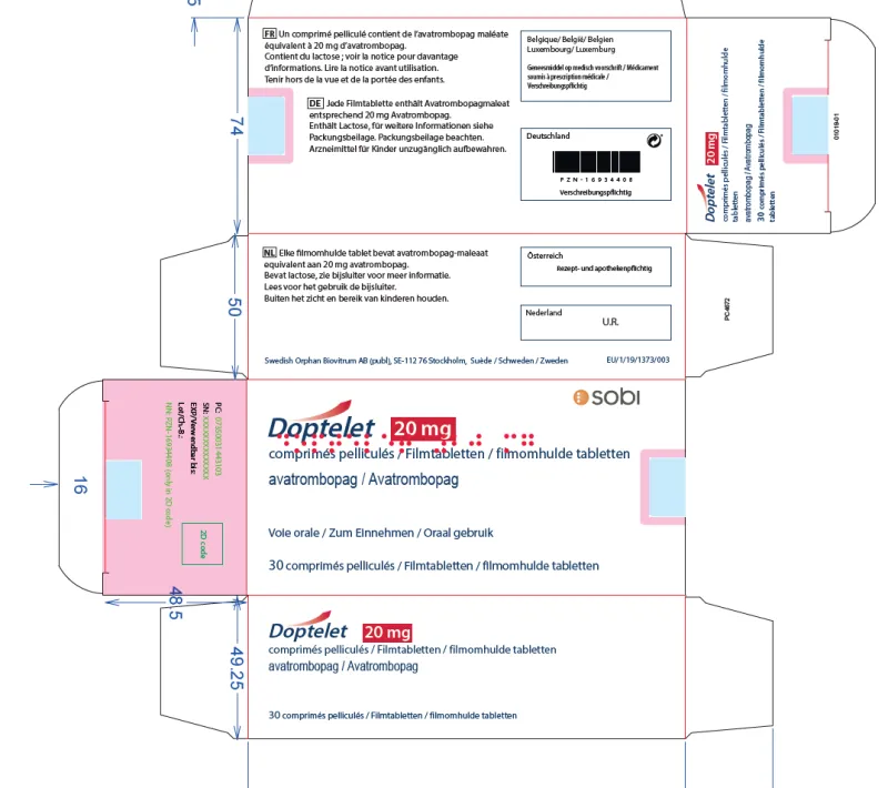Picture of DOPTELET avatrombopag 20 mg film coated tablets - carton