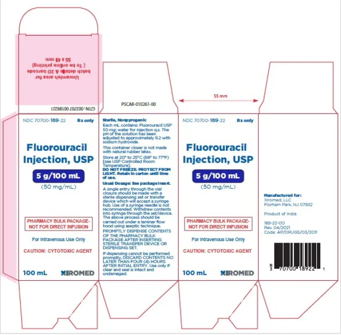 Picture of Fluorouracil Injection 5g/100mL (Xiromed USA) - carton label