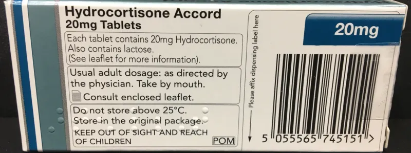 Picture of Hydrocortisone 20mg tablets (Accord)