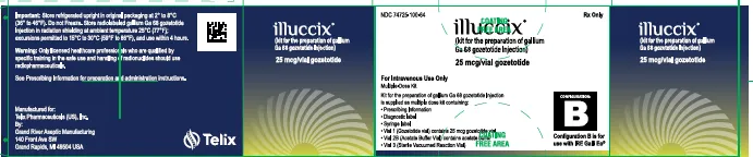Picture of ILLUCCIX Configuration B kit for the preparation of gallium Ga 68 gozetotide 25mcg injection vial (USA) - Carton