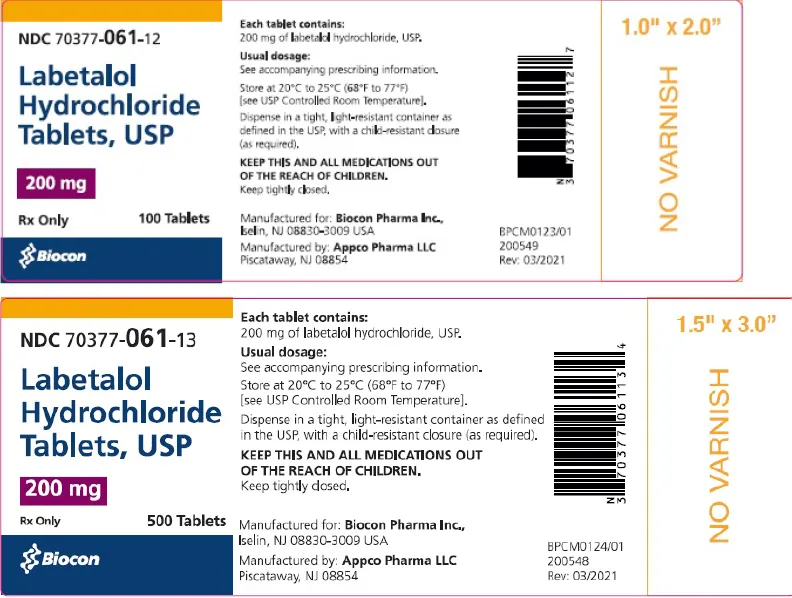 Picture of labetalol hydrochloride tablets usp 200mg bottle label