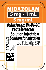 Picture of Midazolam 5mg/1mL solution for injection - vial
