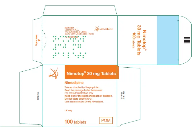 Picture of nimotop 30mg tablets carton
