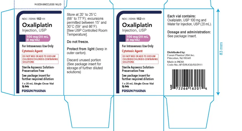 Picture of Oxaliplatin Injection USP 100mg in 20mL vial - carton