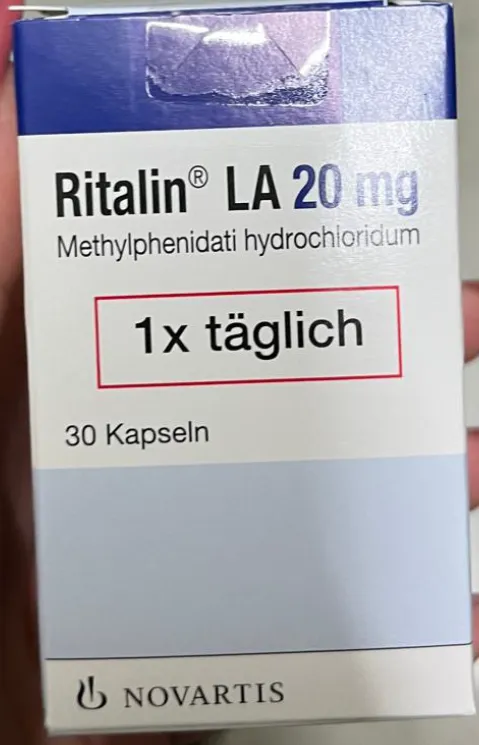 Picture of RITALIN LA methylphenidate hydrochloride 20mg capsules - carton