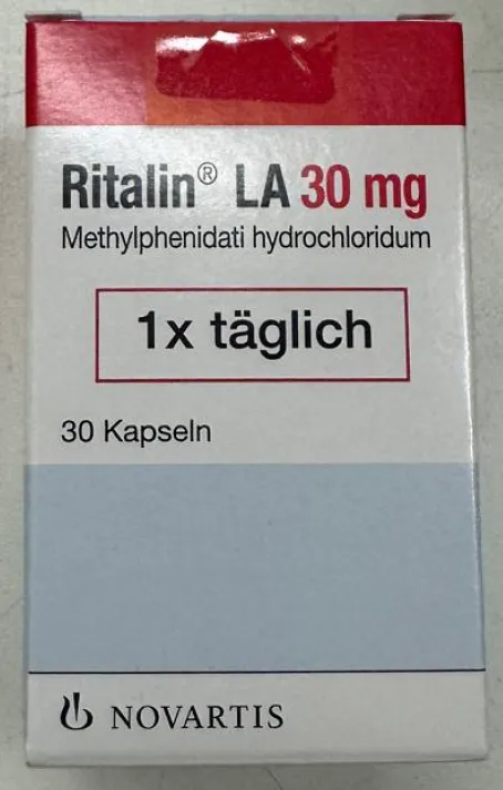 Picture of RITALIN LA methylphenidate hydrochloride 30mg capsules - carton pack 30