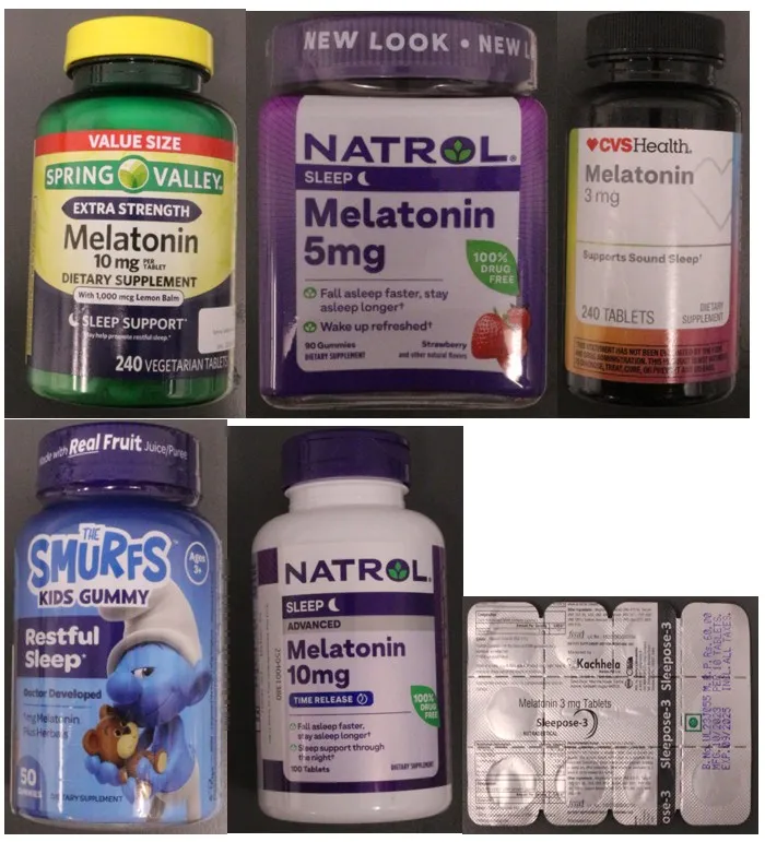 Images of imported counterfeit melatonin products