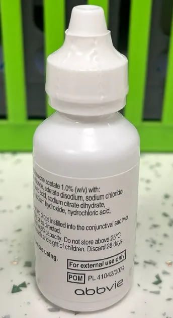 Picture of PRED FORTE prednisolone acetate 1% eye drops back bottle