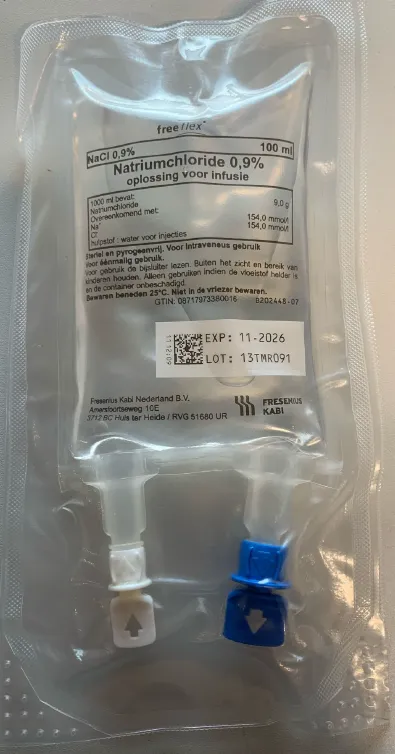 Picture of Sodium chloride 0.9% solution of infusion in FREEFLEX bag 100mL - bag