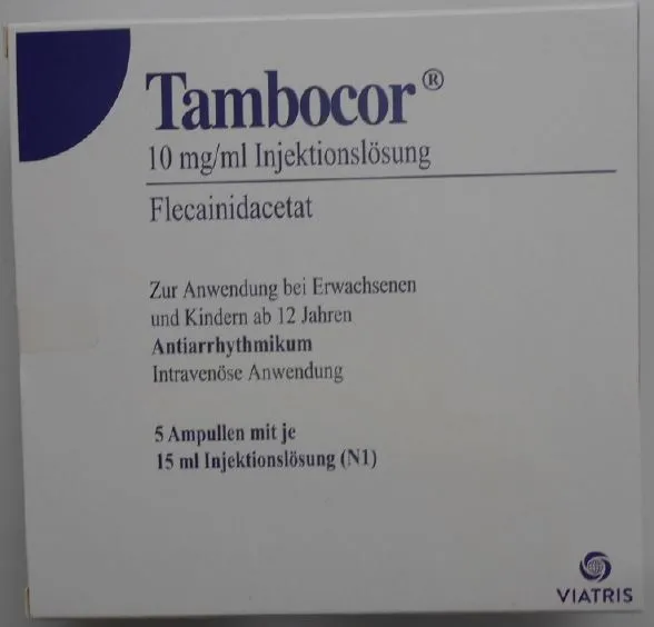 Picture of TAMBOCOR flecainide 10mg/mL injection solution ampoule -carton back