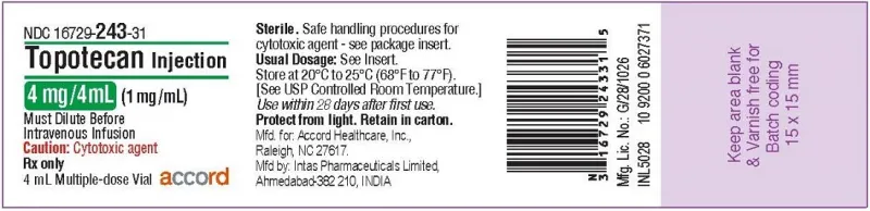 Picture of Topotecan injection 4mg/4mL intravenous infusion multiple-dose vial USA vial label 
