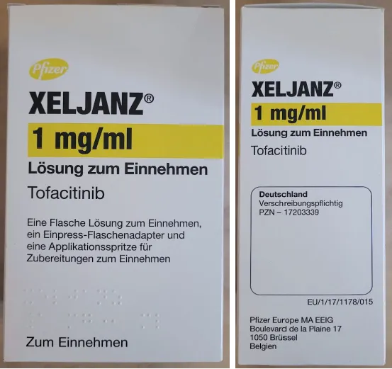 Picture of XELJANZ tofacitinib 1mg/mL oral solution - carton