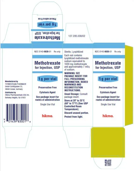 Picture of Methotrexate for Injection USP 1g vial - carton