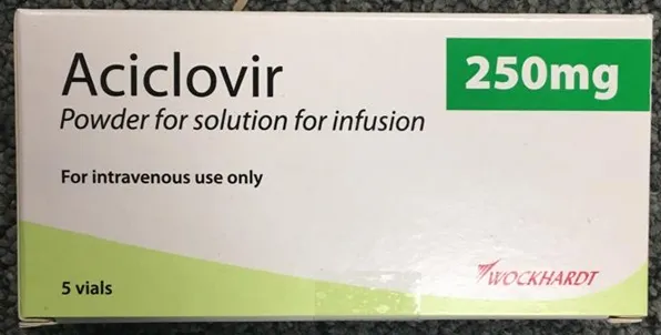 Picture of Aciclovir 250mg powder for solution for infusion - carton