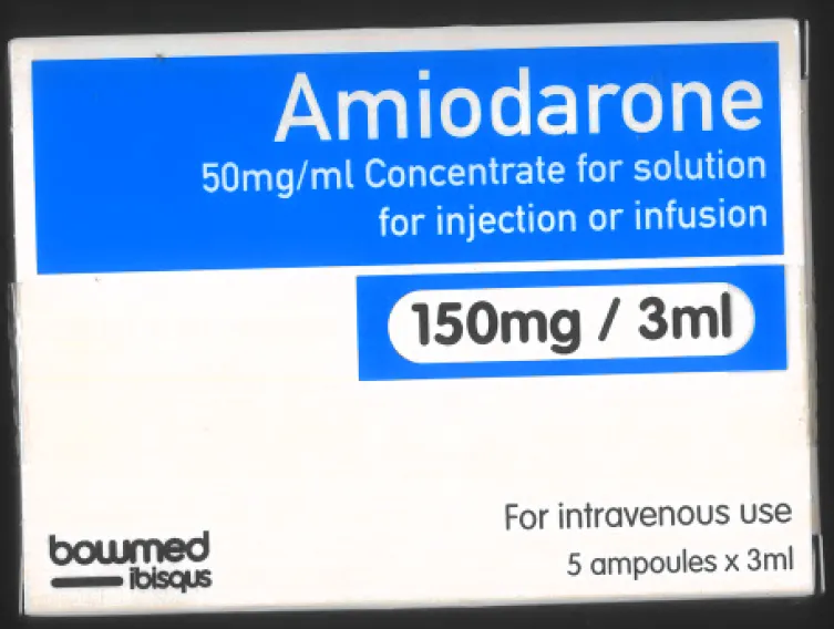 Picture of Amiodarone 150mg/3mL ampoule-carton front