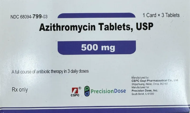 Picture of Azithromycin Tablets USP 500 mg - carton