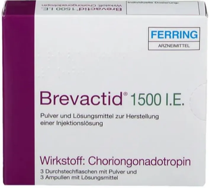 Picture of BREVACTID 1500 I.E. choriongonadotropin (chorionic gonadotropin) powder and solvent for solution for injection -  carton label
