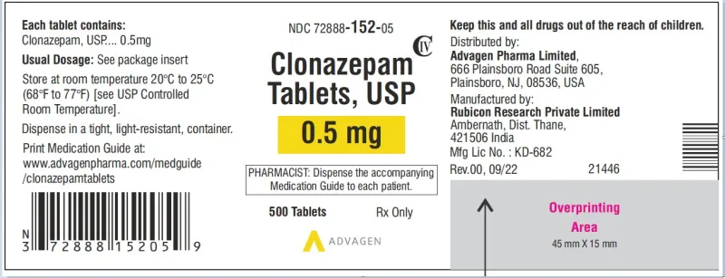 Picture of clonazepam 0.5mg 500 tab - label