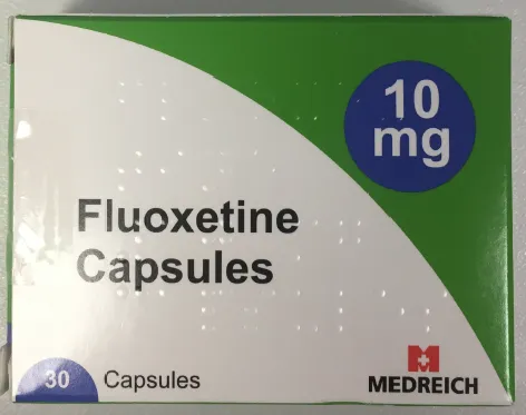 Picture of Fluoxetine 10mg hard capsules (Medreich, UK)