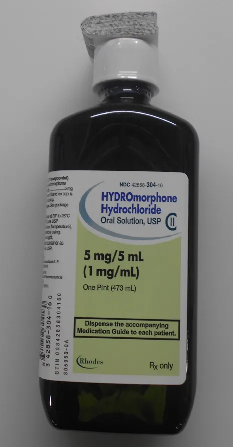 Picture of HYDROmorphone Hydrochloride 5mg/5mL (1mg/mL) Oral Solution - bottle
