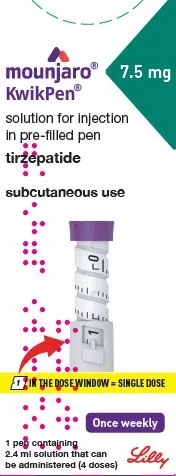 Picture of Mounjaro Kwikpen tirzepatide 7.5mg solution for injection pen - label