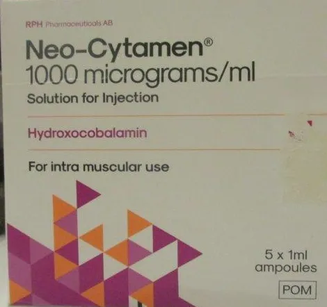 Picture of NEO-CYTAMEN hydroxocobalamin 1000 micrograms/mL solution for injection