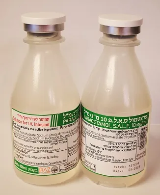 Picture of Paracetamol S.A.L.F. 10mg/mL (1000mg/100mL) solution for infusion bottle