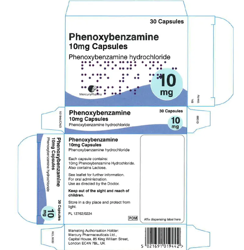 Picture of Phenoxybenzamine 10mg capsules - carton