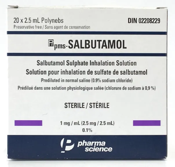 Picture of PMS-SALBUTAMOL salbutamol sulphate inhalation solution, BP 1mg/1mL (2.5mg/2.5mL) (Canada)