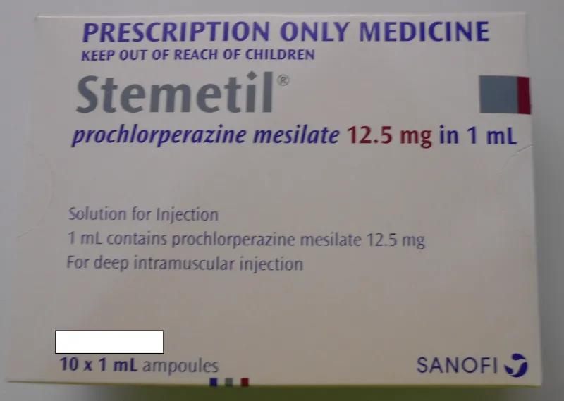 Picture of Stemetil prochlorperazine 12.5mg/1mL solution for injection ampoule - box