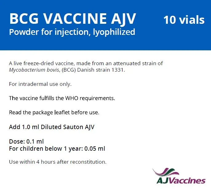 Picture of BCG Vaccine AJV – mycobacterium bovis BCG (Bacillus Calmette-Guerin), Danish strain 1331 (AJ Vaccines) with Diluted Sauton AJV (New Zealand) - Carton