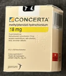 Picture of CONCERTA methylphenidate hydrochloride 18mg extended-release tablets - carton