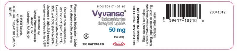 Picture of VYVANSE lisdexamfetamine dimesylate capsules 50mg