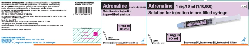 Picture of Adrenaline Aguettant (epinephrine) (as acid tartrate) solution for injection in pre-filled syringe - carton