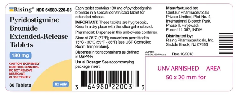Picture of Pyridostigmine bromide extended-release tablets 180mg (Rising Pharmaceuticals)