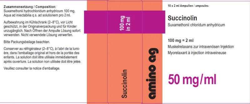 Picture of Succinolin 5% Suxamethonium-chloride anhydricum 100mg/2mL Injection solution - carton